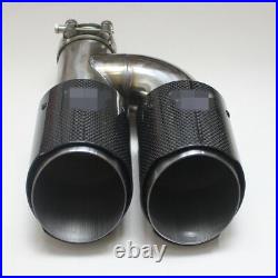 100% Carbon Fiber Dual Outlet Auto Exhaust Tip Tail Muffer Pipe -Left with Logo 1x