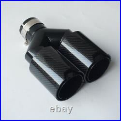 100% Carbon Fiber Dual Tip Exhaust Muffler Pipe 2.5 Clamp Black Steel for BMW M