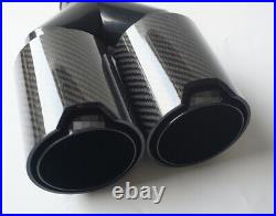 100% Carbon Fiber Dual Tip Exhaust Muffler Pipe 2.5 Clamp Black Steel for BMW M