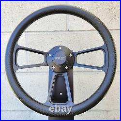 14 Billet Black Steering Wheel Carbon Fiber Half Wrap GMC Modern Licensed Horn
