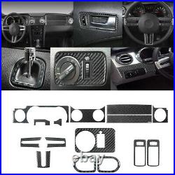 15Pcs For Ford Mustang 2005-2009 Carbon Fiber Full Interior Kit Set Trim Cover