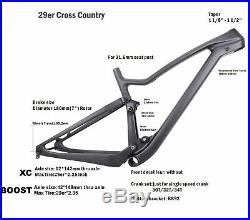 15.5/17.5/19/21 T700 Carbon Full Suspension 29er Carbon Mountain Mtb Bike Frame