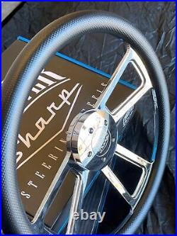 18 Inch Billet Semi Truck Steering Wheel Black Carbon Fiber Vinyl Grip 5 Hole