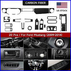 20Pcs Full Set Interior Carbon Fiber Trim Cover fits for Ford Mustang 2009-2014