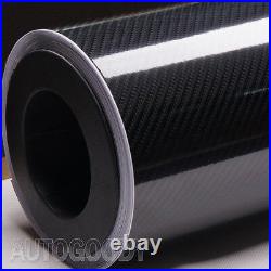 25ft x 5ft HIGH GLOSS 5D Black Carbon Fiber Vinyl Wrap Film Bubble Air Free 6D