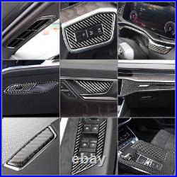 27 Pcs Carbon Fiber Full Set Interior Cover Trim For Audi A6 C8 A7 2019-2022 LHD