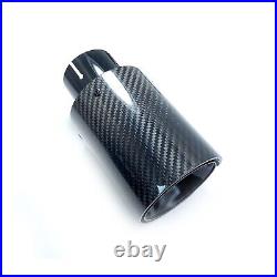 2PCS Glossy Black Carbon Fiber Exhaust Tip For M Performance BMW Universal Pipes