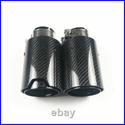 2PCS Glossy Black Carbon Fiber Exhaust Tip For M Performance BMW Universal Tips