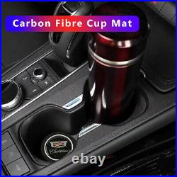 2PCS Silicone Carbon Fiber Car Cup Holder Pad Mat for CADILLAC Anti-Slip