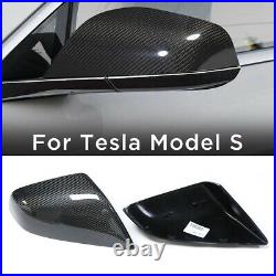2Pcs Carbon Fiber Side Wing Mirror Replacement Caps Cover For Tesla Model S