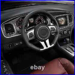 2Pcs For Dodge Charger 2011-14 Carbon Fiber Dashboard Instrument GPS Panel Cover