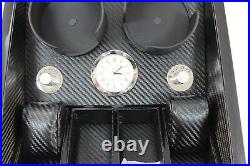 2+4 Black Watch Winder Wood Case Box Carbon Fiber PU Lock withkey 8055BCF
