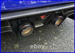 2 Blue & Black Carbon Fibre Akrapovic Exhaust Tips 3.5 Universal Stainless