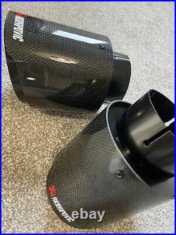 2 Gloss Black Carbon Fibre Akrapovic Exhaust Tips 4.5 Universal Tailpipe