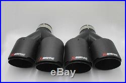 2 X Akrapovic Carbon Fiber Exhaust Tip Dual Pipe Black ID2.5 63mm OD3.5 89mm