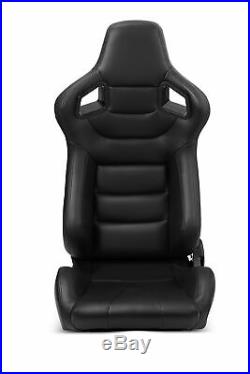 2 x BLACK/SIDE CARBON FIBER MIX PVC LEATHER L/R RACING BUCKET SEATS + SLIDER