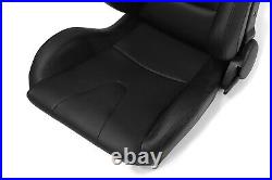 2 x Black+Side carbon Fiber Mixed PVC leather L/R Racing Bucket Seat+Slider