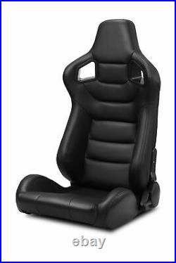 2 x Black+Side carbon Fiber Mixed PVC leather L/R Racing Bucket Seat+Slider