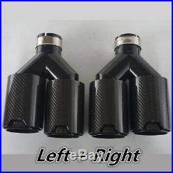 2x Black Stainless Carbon Fiber Dual Pipe Car Exhaust Tip Y 2.5 Inlet for BMW