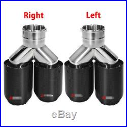 2x Carbon Fiber Dual Exhaust Tip 2.5 Inlet Car Muffler Pipe Stainless Clamp-on