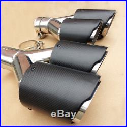 2x Carbon Fiber Dual Exhaust Tip 2.5 Inlet Car Muffler Pipe Stainless Clamp-on