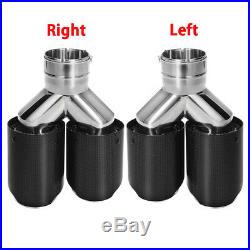 2x Stainless Dual Car Exhaust Tip Carbon Fiber Muffler Pipe 63mm Inlet Universal