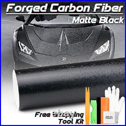 3D Forged Matte Black Textured Carbon Fiber Vinyl Wrap Bubble Free Air Release