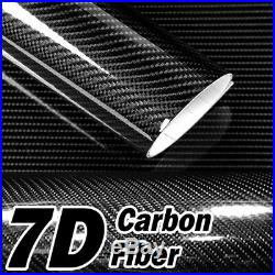 3' x 5' 7D Premium Hi Gloss Black Carbon Fiber Vinyl Wrap Bubble Free Release U1