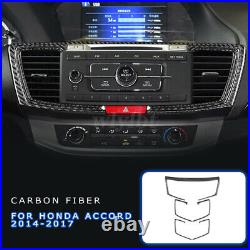 3x Carbon Fiber Central Control Air Outlet Cover Trim For Honda Accord 2014-2017
