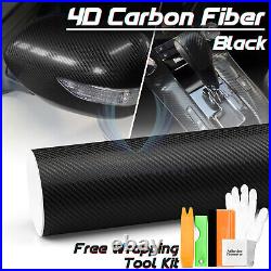 4D Carbon Fiber Black Glossy Vinyl Wrap Decal Sheet Bubble Free Sheet Film DIY
