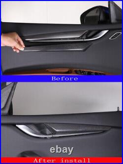 4PC Carbon Fiber Inner Door Panel Trim Cover Strip For Maserati Ghibli 2014-2021