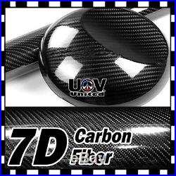 4' x 5' 7D Premium Hi Gloss Black Carbon Fiber Vinyl Wrap Bubble Free Release U2