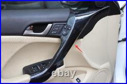 4pcs Carbon Fiber Look Interior Door Armrest Cover Trim For Acura TSX 2009-2014