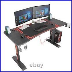 55 Gaming Desk Home Office Computer Table Carbon Fiber Workstation PC T-Shaped