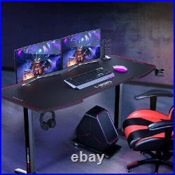 55 inch Computer Desk Gaming Table Racing Style Home Office Ergonomic Black