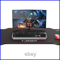 55 inch Computer Desk Gaming Table Racing Style Home Office Ergonomic Black