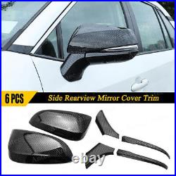 6pcs Carbon Fiber Black Side Rearview Mirror Cover Trim For Toyota RAV4 201922