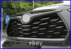 ABS Carbon Fiber Front Grille Frame Cover Trim For Toyota Highlander 2020-2023