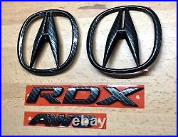 Acura RDX Black Carbon Fiber Effect Emblem Set 2013-2018 Genuine OEM Badges
