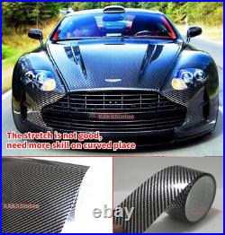 Air Free 2D 3D 4D 5D Black Carbon Fiber Whole Car Motor Wrap Vinyl Sticker AXUS