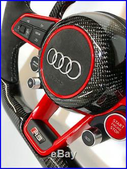 Audi 2019 R8 Alcantara MAT / GLOSSY RED/BLUE Carbon Fiber Custom Steering wheel