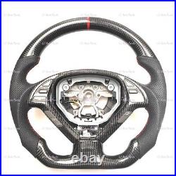 BLACK CARBON FIBER Steering Wheel FOR INFINITI G37G25 RED ACCENT BLACK LEATHER