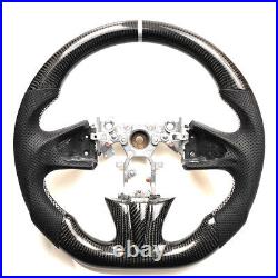 BLACK CARBON FIBER Steering Wheel FOR INFINITI q50 SILIVER/WHITE ACCENT LEATHER