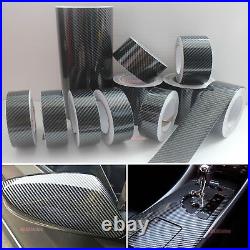 Black 2D Decal Car PVC Texture Carbon Fiber Vinyl Tape Wrap Sticker Film Strips