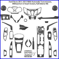 Black Carbon Fiber Full Interior Kit Cover Trim For Ford Fiesta 11-15 66Pcs