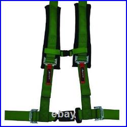 Black Carbon Fiber Middle Bump Seat and Green Four Point Harness with EZ Buckle