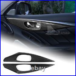 Black Front Door Handle Panel Cover REAL HARD Carbon Fiber For Infiniti Q50 Q60