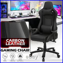 Black Gaming Racing ChairCARBON FIBER FABRICErgonomic Computer Swivel Seat