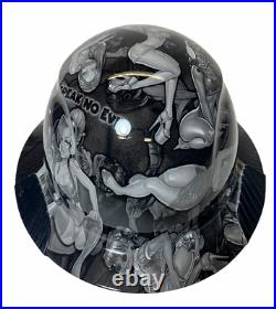 Black and White Naughty No Evil Lift DAX Fifty 50 Carbon Fiber Full Brim HardHat