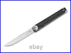 Boker Kaizen Folding Knife Black Carbon Fiber Handle S35VN Plain Edge 01BO383